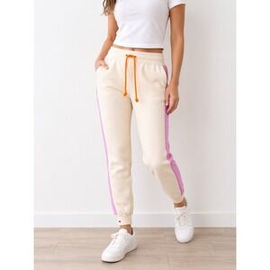 LEGO x Target Jogger‎ Pants Women's L Cream Pink Stripe Athleisure Sweatpants